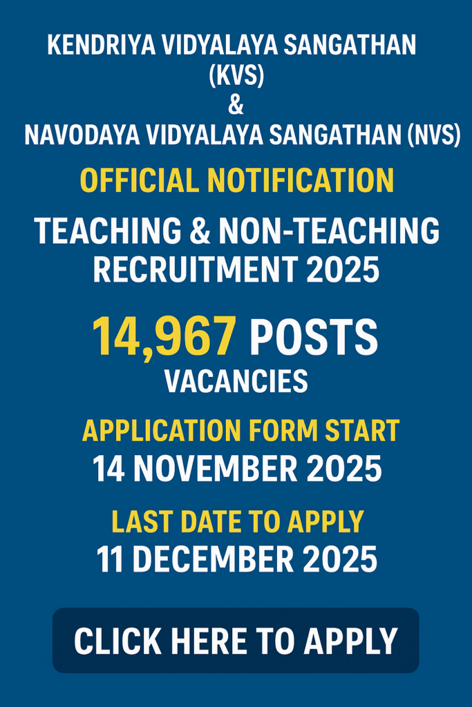 KVS NVS Teaching & Non-Teaching Recruitment