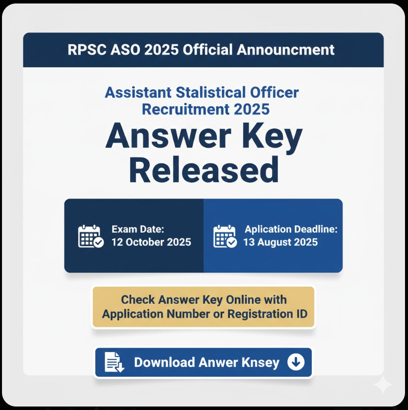 RPSC Assistant Statistical Officer ASO Answer Key 2025
